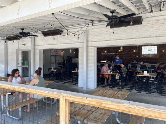 Dining area outside and inside view