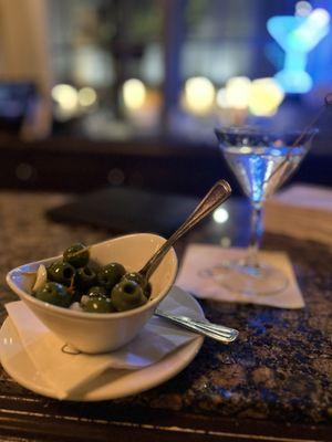 Marinated olives the perfect snack! No need to ask for a dirty martini.