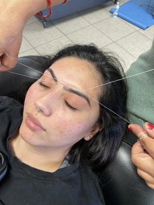 Beautiful eyebrows threading