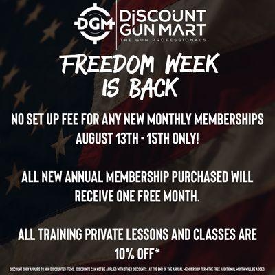 Freedom Week is back for a limited time only!