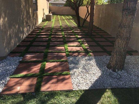 Pavers with artificial turf