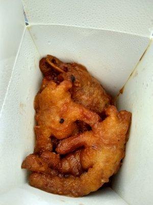 Chicken feet, could be more tender.