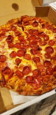 Curl and Crisp Pepperoni pizza. Delicious!