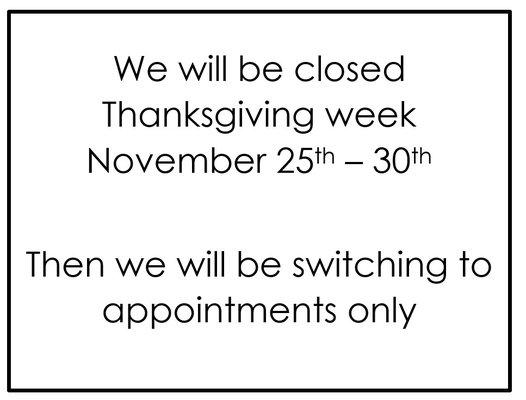 Closed Thanksgiving week