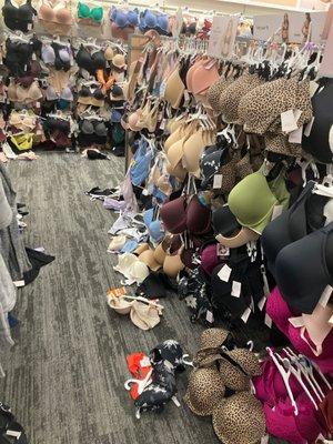 Very messy lingerie section.