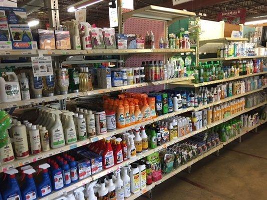 Dog and cat flea control and grooming supplies.