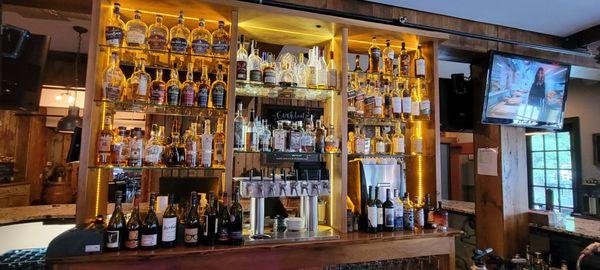 One side of the back bar, the whisky side.