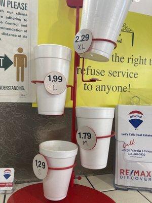 Drink sizes