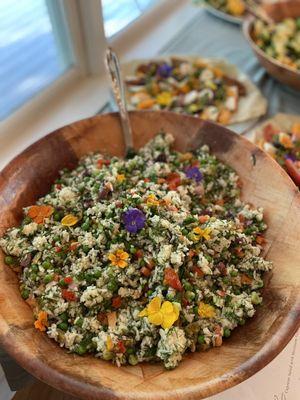 Rice salad with fresh peas