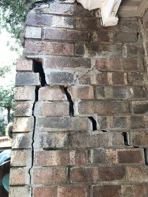 Fireplace brick damage.