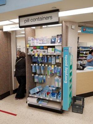 Pill accessories section next to pharmacy