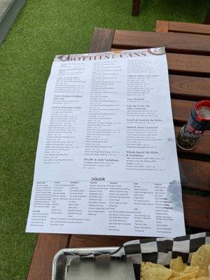 Drink menu