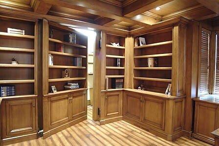 Secret room with bookcase door opened