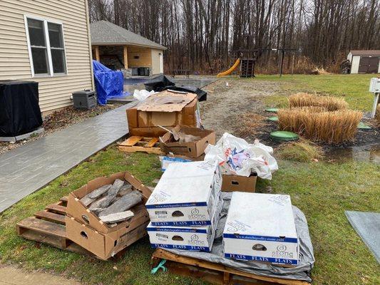 This pile of garbage sat in our front yard for over 3 months before they finally removed it.