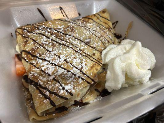 Crepe with banana and strawberry and Nutella