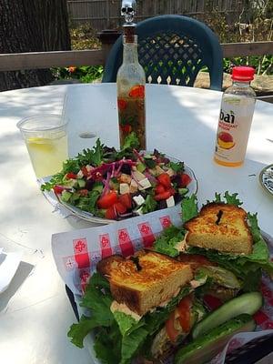 Soft shell sandwich and Greek salad! Delicious!