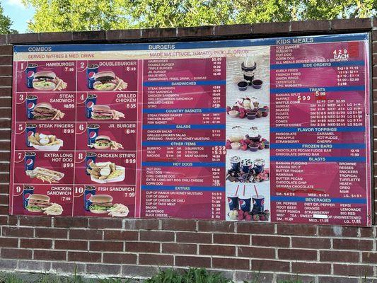 Drive-thru menu