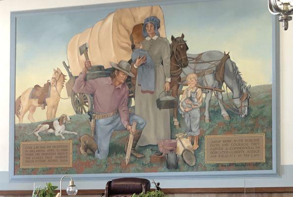 Mural in courtroom in Oklahoma County Courthouse