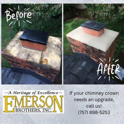 Chimney crown, before and after