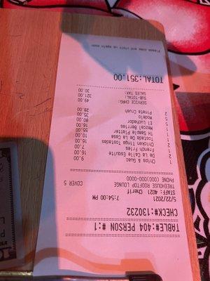 Our bill (5 people)