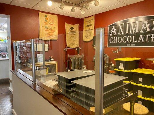 Chocolate being made