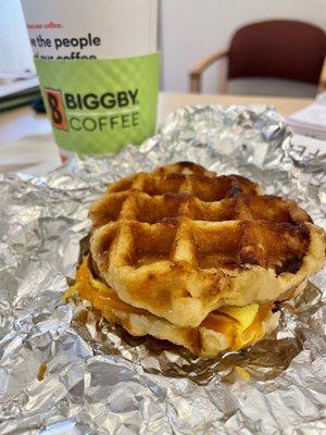 Maple waffle sandwich