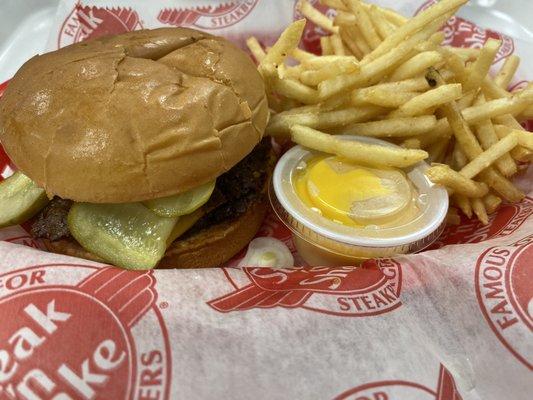 Double cheeseburger and small cheese fries