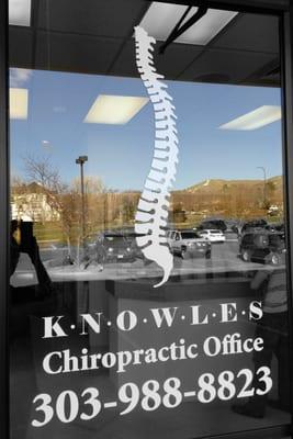 Knowles Chiropractic front door spine.