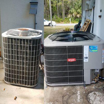 Condenser before and after