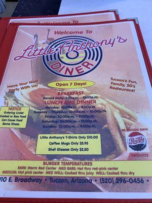 Front of menu