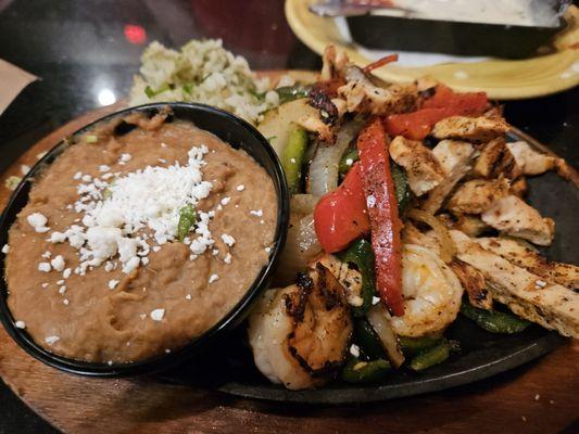 Chicken and shrimp fajitas