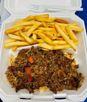 Bulgogi w/ rice & fries (can also choose salad). This place is so good! Legit bulgogi, esp. since the owners are Korean.