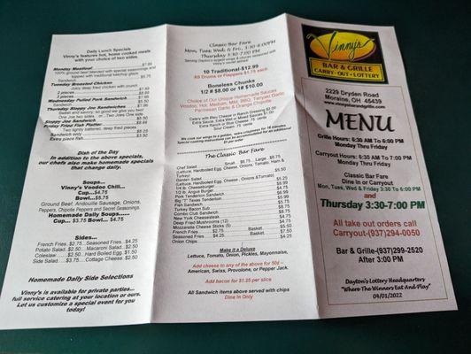 Menu side 2