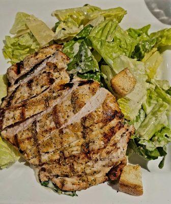 Just a little grilled chicken on my fabulous caesar salad.