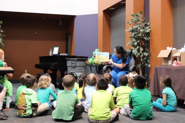 We love to volunteer our time reading The Tooth Book to the Kindergarten class for Dr. Seuss week!