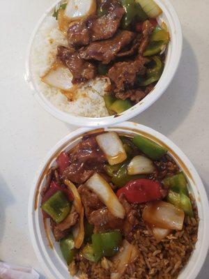 Pepper steak with fried rice