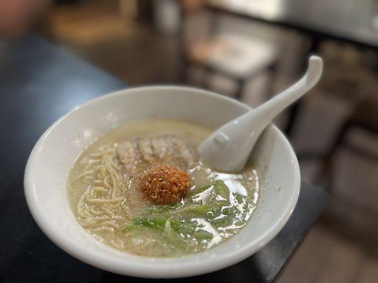 Tonkotsu ramen with chashu and chili paste