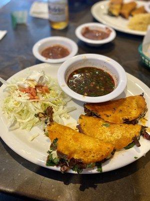 $13 TACOS DE BIRRI - get it with cheese! SO DELICIOUS! I will definitely be back. Don't get the salad (pictured). Stick with rice.