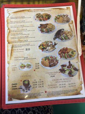 seafood menu