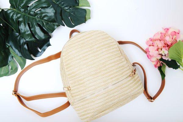 Natural Woven Backpack