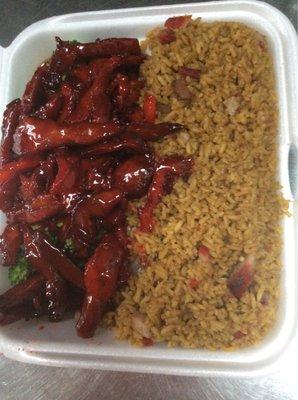 Boneless spare ribs W pork fried rice