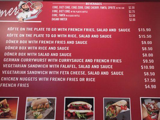 Ali Baba Doner Menu