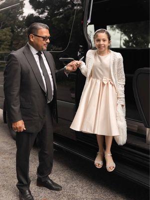 Limo Driver escorting the flower girls