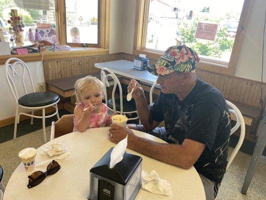 Enjoying ice cream at Anderson & Girls Orchard