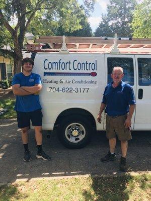 The Charlotte HVAC pros, Bill and his son-in-law, the apprentice