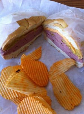 Liverwurst deli sandwich.