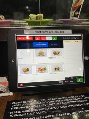 Tablet to order hot food