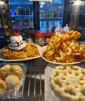 Funnel cakes and homemade chips