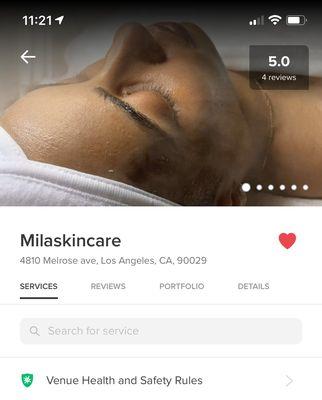 booksy app you can book your appointment on if you search Milaskincare (one word no space) you will find me