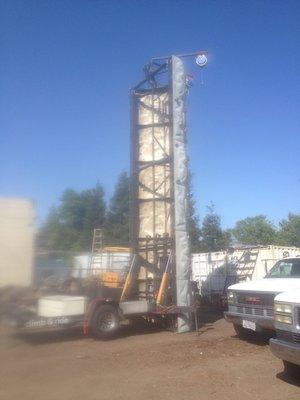 Not very good picture of 24 foot tall mobile rock wall